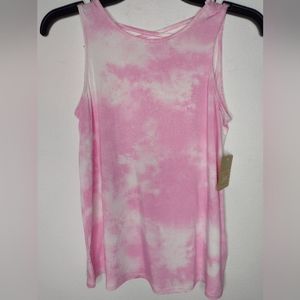 NWT Bixby Nomad Girl's Pink/White Tie-Dye Top Size L(12-14)
